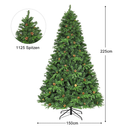 Dirbtinė Kalėdų eglutė su LED lemputėmis, žalia, 225 cm