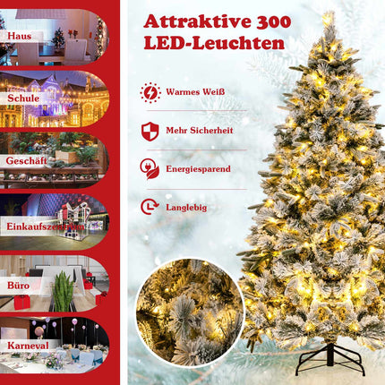 Dirbtinė Kalėdų eglutė su sniegu, 215 cm, 300 LED lempučių