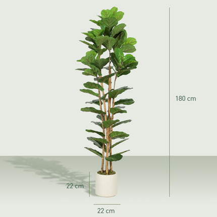 Dirbtinis figmedis su smuiko lapais, 180 cm, medinis kamienas, vazonas