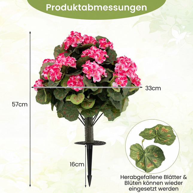 Dirbtiniai pelargonijų augalai, 2 vnt. pakuotėje, rožiniai, skirti naudoti viduje/lauke