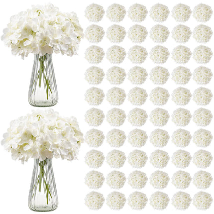 Artificial Hydrangea Flowers, 205 White Silk Stems