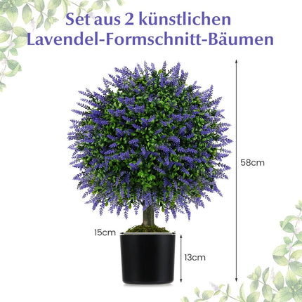 Dirbtiniai levandų eglės, 58 cm, 2 vnt. rinkinys
