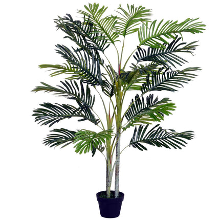 Dirbtinė palmė, didelė dirbtinė gėlė, 150 cm, su vazonu, 19 palmių lapų, plastikinė, dekoracija, skirta naudoti viduje ir lauke