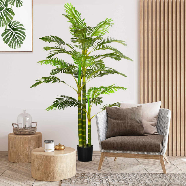 Dirbtinė palmė 190 cm dirbtinis augalas, plastikiniai dirbtiniai augalai vazone, dirbtinė palmė, netikras augalas svetainei, miegamajam, biurui, sodui, moderni dekoracija, dovana