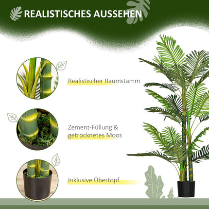Dirbtinė Palmė, Dirbtinis Augalas, Cemento Užpildas, 150 Cm, Žalias Vidui
