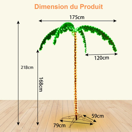Dirbtinė palmė su LED lemputėmis, 168 cm, sulankstomas pagrindas