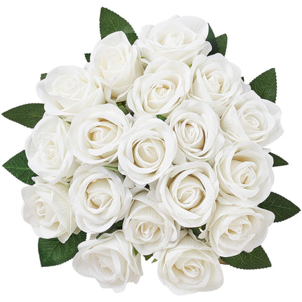 Artificial Roses, 60 White Foam Roses With Stems
