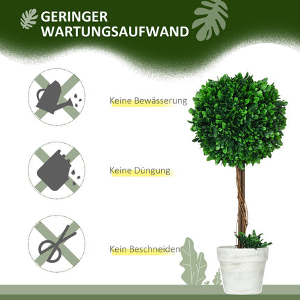 Artificial boxwood plants, UV resistant, 60 cm, set of 2