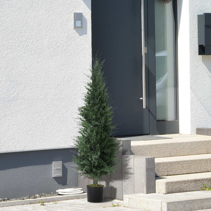 Dirbtinis kiparisas, 638 plastikiniai lapai, su vazonu, atsparus UV spinduliams, žalias