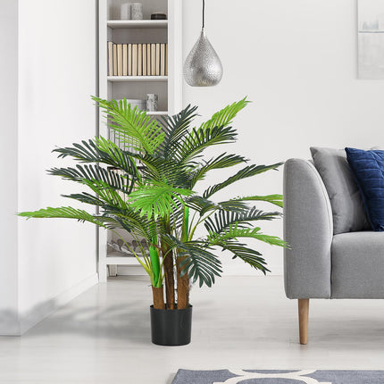 Dirbtiniai augalai, dirbtinė palmė, 100 cm dirbtinis augalas su 27 šakomis, kambarinis augalas, dirbtinė eglutė, augalų dekoracija vidaus ir lauko reikmėms, žalia