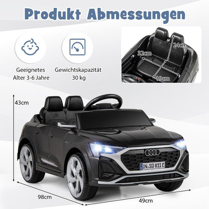 Audi SQ8 vaikiškas elektrinis automobilis, 12 V, nuotolinio valdymo pultas, juodas
