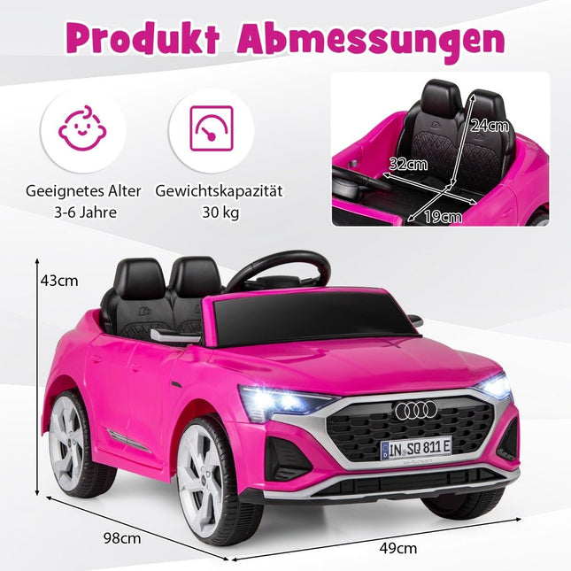 Audi SQ8 vaikiškas elektrinis automobilis, 12 V, nuotolinio valdymo pultas, rožinis