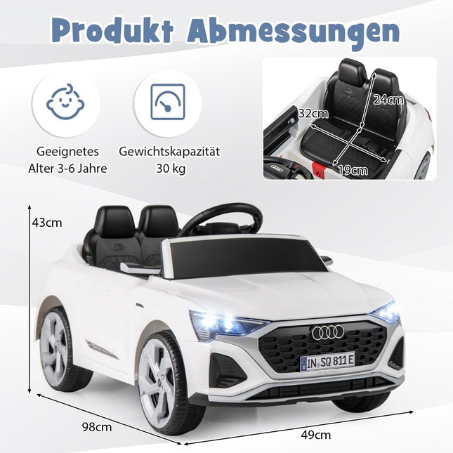 Audi SQ8 vaikiškas elektrinis automobilis, 12 V, nuotolinio valdymo pultas, baltas
