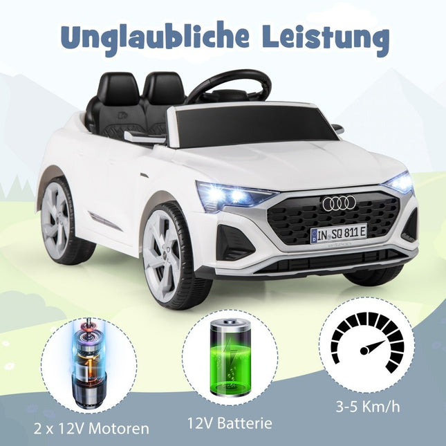 Audi SQ8 vaikiškas elektrinis automobilis, 12 V, nuotolinio valdymo pultas, baltas