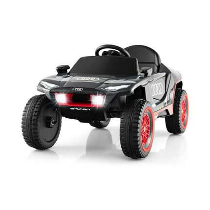 „Audi“ elektrinis automobilis vaikams 12 V elektrinis vaikiškas automobilis su nuotolinio valdymo pultu, LED žibintais ir 4 pakabomis, pilkos spalvos
