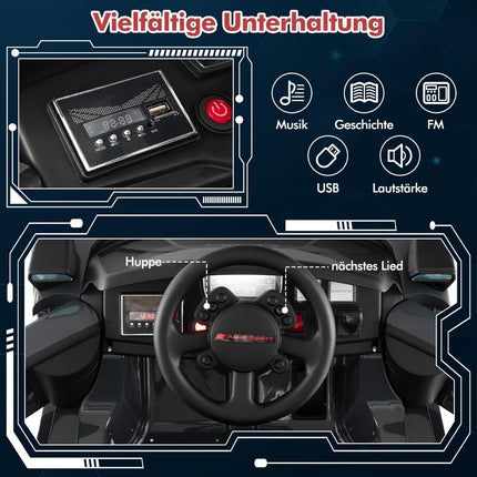„Audi“ elektrinis automobilis vaikams 12 V elektrinis vaikiškas automobilis su nuotolinio valdymo pultu, LED žibintais ir 4 pakabomis, pilkos spalvos
