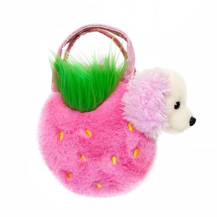 Aurora Fancy Pals minkštas žaislas - braškių spalvos pudelis maišelyje, 20 cm