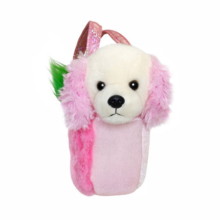 Aurora Fancy Pals minkštas žaislas - braškių spalvos pudelis maišelyje, 20 cm