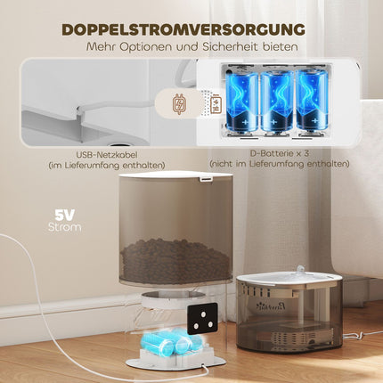 Automatinis naminių gyvūnėlių šėrykla ir 2,5 l vandens dozatorius katėms / šunims