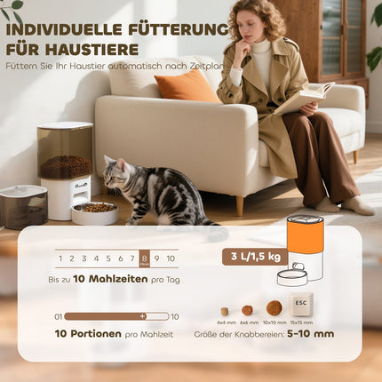 Automatinis naminių gyvūnėlių šėrykla ir 2,5 l vandens dozatorius katėms / šunims