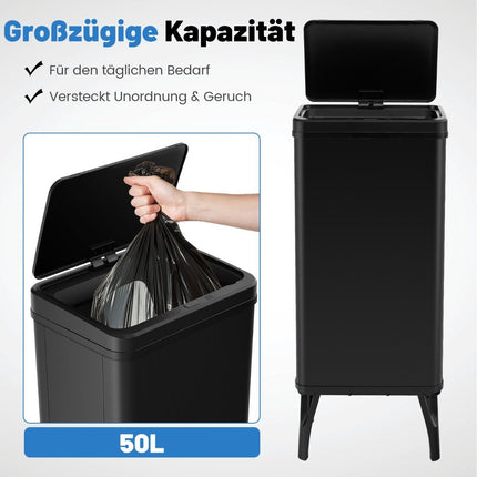 Automatinė nerūdijančio plieno šiukšliadėžė, 50 litrų jutiklis