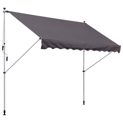 Markizės spaustukas, sulankstoma svirtis, markizės apsauga nuo saulės, sulankstoma svirtis, rankinis alkūninis velenas, pilkas, 300 x 150 cm