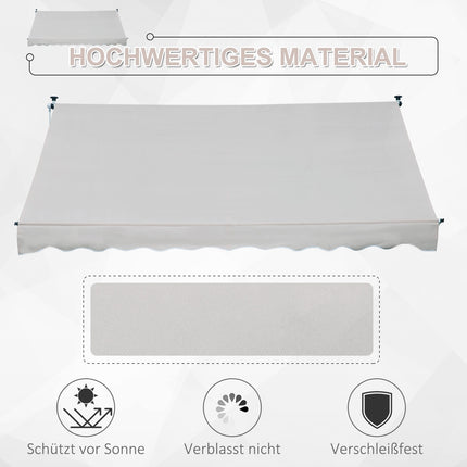 Adjustable folding arm awning in aluminium, 300 x 150 cm, Beige