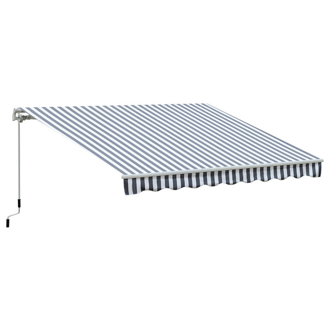 Sulankstoma markizė su rankena, apsauga nuo saulės, balkonui, aliuminis, pilka, balta, 2,95 x 2,45 m