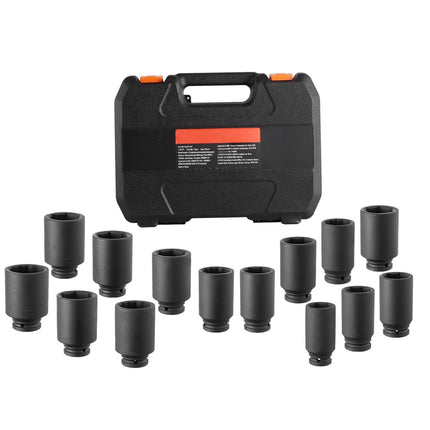 Axle Nut Impact Socket Set, 1/2 in Drive, 14-Piece Metric