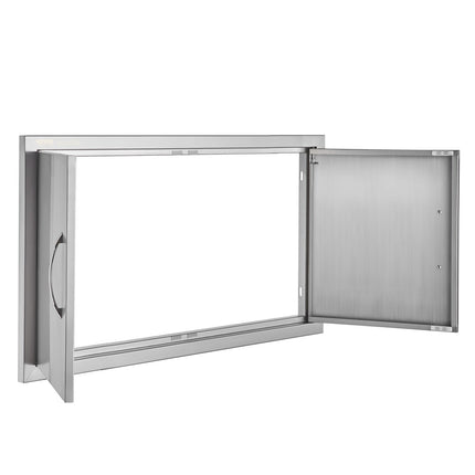 BBQ Access Door, Double 34x19 In Stainless Flush Mount