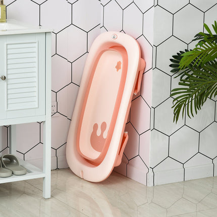 Ergonomic foldable baby bathtub, pink plastic, 84.5 cm