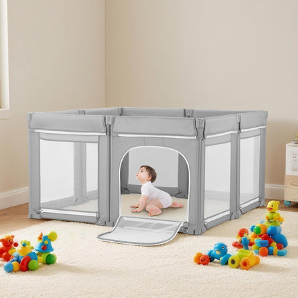 Baby Playpen 47.2 In Foldable, Mesh Sides, Zipper Door