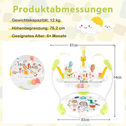 Baby Sky Jumperoo su reguliuojamo aukščio žaisliukais ir muzikine dėtute vaikštynė, geltona