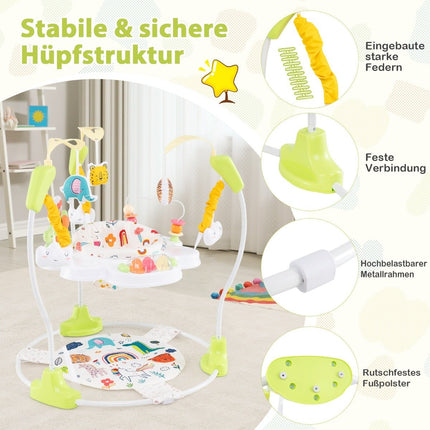 Baby Sky Jumperoo su reguliuojamo aukščio žaisliukais ir muzikine dėtute vaikštynė, geltona