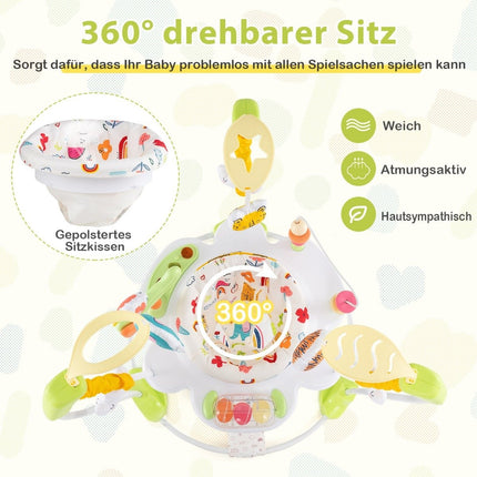 Baby Sky Jumperoo su reguliuojamo aukščio žaisliukais ir muzikine dėtute vaikštynė, geltona