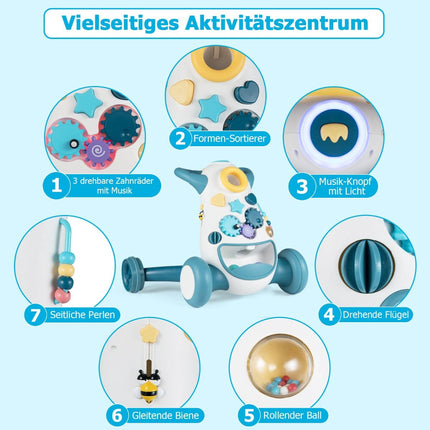Kūdikio vaikštynė su muzika ir švieselėmis, Montessori žaidimai, mėlyna
