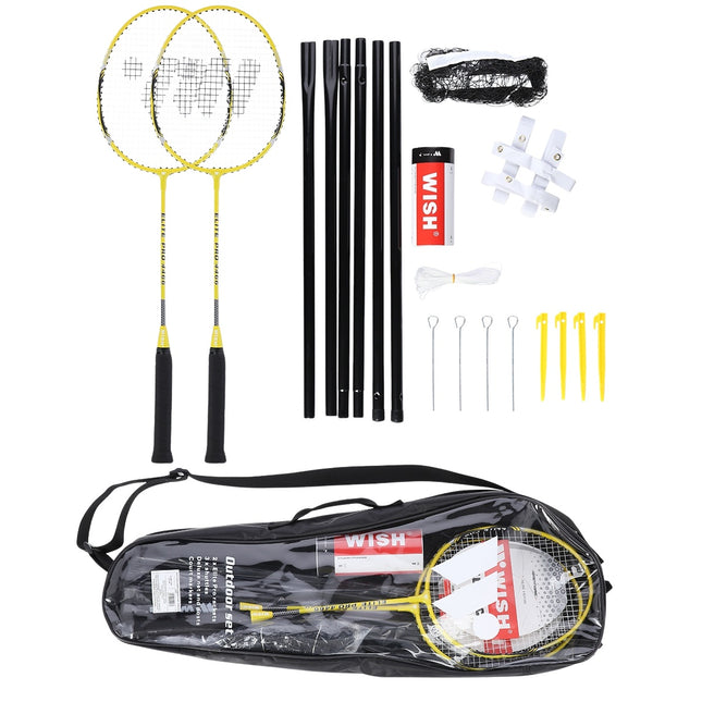 Badmintono rakečių rinkinys, 2 raketės, 3 plunksninukai, tinklas