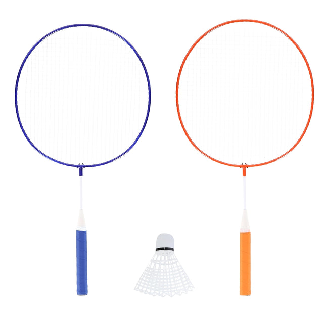 Badmintono rinkinys - 2 raketės, plunksninukai vaikams, plienas