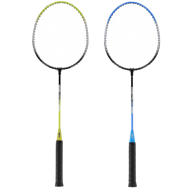 Badmintono rinkinys - 4 raketės, 3 plunksninukai, tinklas ir uždanga