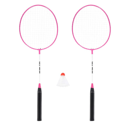 Badmintono rinkinys su 2 raketėmis, rožinis + plunksninukai