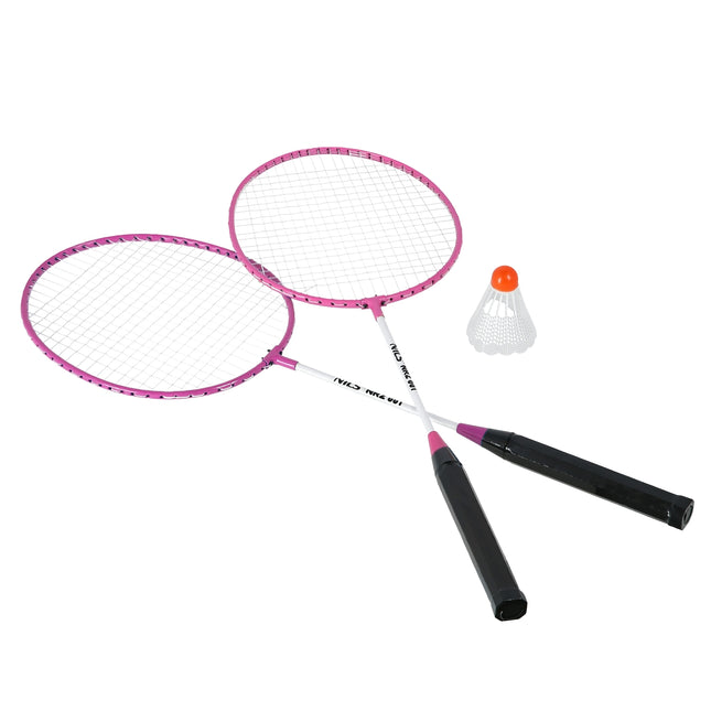 Badmintono rinkinys su 2 raketėmis, rožinis + plunksninukai