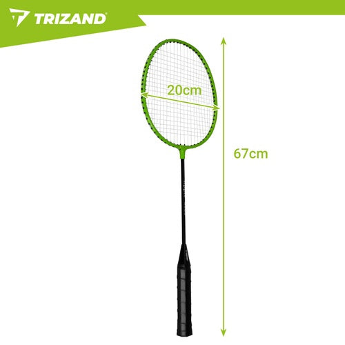Badmintono rinkinys su 4 raketėmis, 3 plunksniniais kamuoliukais ir dėklu