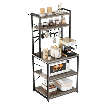 Bakers Rack 600mm, Double Shelf, 12 Hooks, X-Back