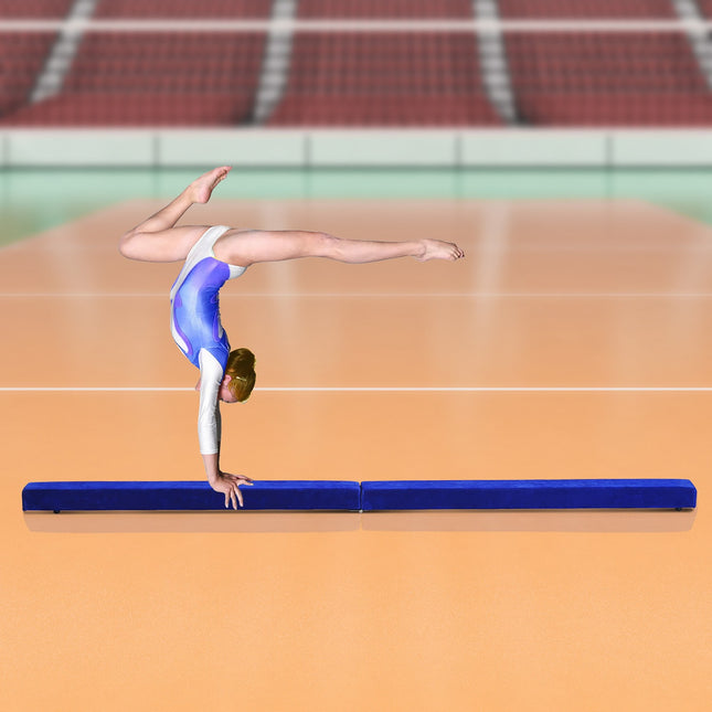 Balansinė gimnastikos sija, skirta naudoti viduje/lauke, sulankstoma, balansinė sija, iki 120 kg, mėlyna, 210 cm