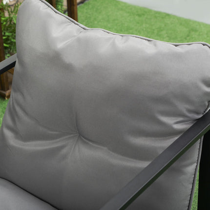 Balkono baldai su sėdynių pagalvėlėmis, sodo poilsio komplektas, dvigulė sofa, 2 foteliai, kavos staliukas, pilka+juoda