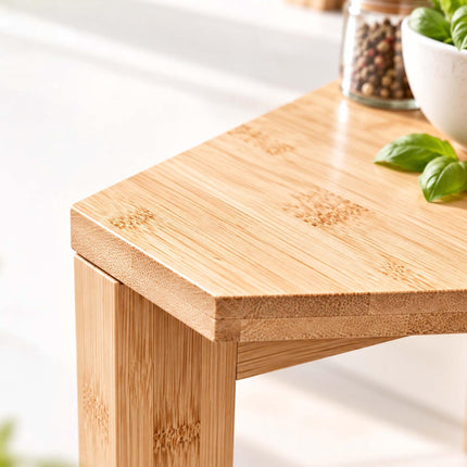 Bamboo Corner Countertop Shelf for Kitchen and Bathroom, 15 x 30 x 30 cm