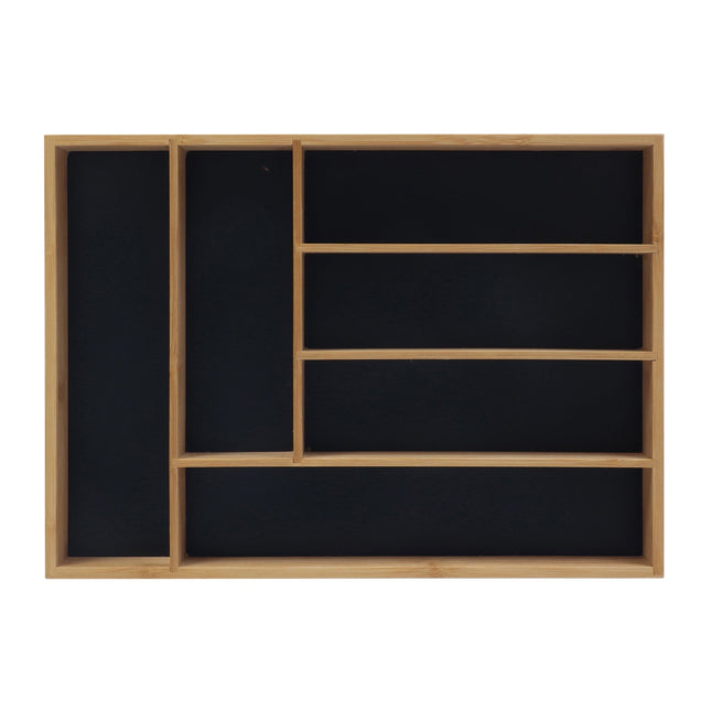 Bamboo Cutlery Tray – 6 Compartments, Drawer Organizer