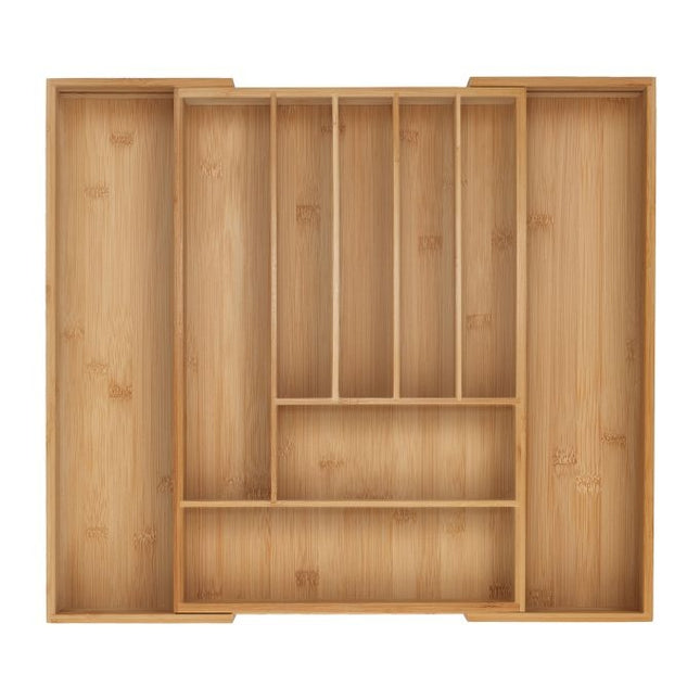 Bamboo Cutlery Tray, Adjustable Drawer Organizer
