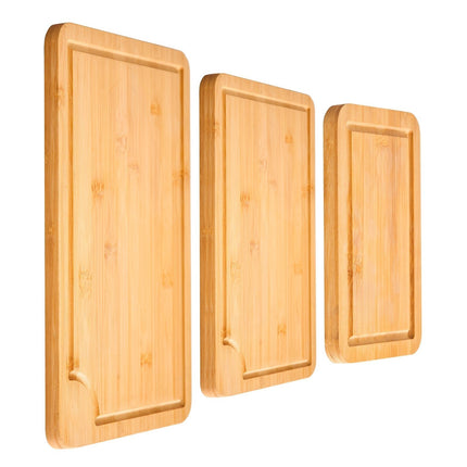 Bamboo Cutting Board Set, 3-Piece, Juice Groove Handles