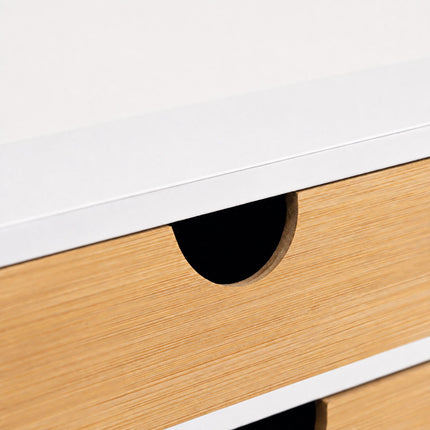 Bamboo Desk Organiser with 3 Drawers, 20 x 33 x 21 cm, White
